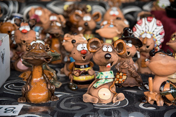 Handicraft products in the medieval market of Caravaca, Murcia, Spain