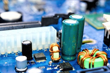 Photography of electric detail on computer board