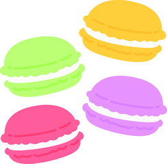 Set of four colorful macaroons