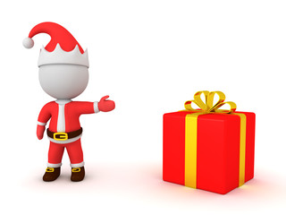 3D Santa Claus showing a present