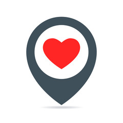 Location Pin of Love. Isolated Vector Illustration