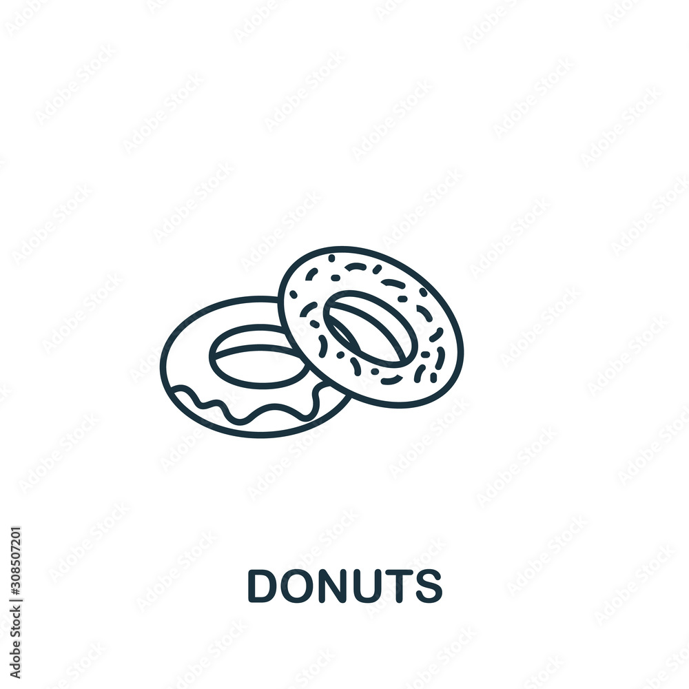 Poster donuts icon from fastfood collection. simple line element donuts symbol for templates, web design an