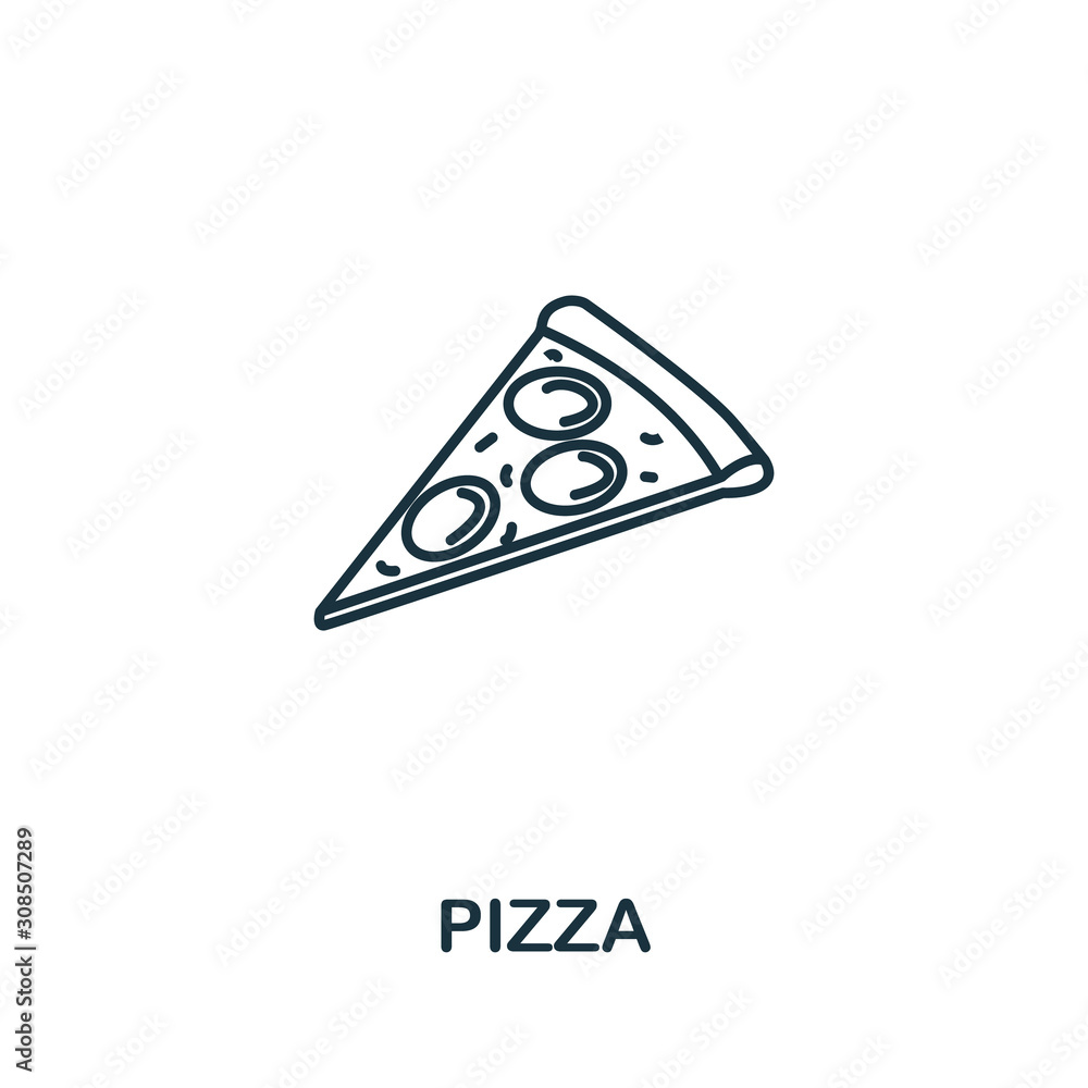 Poster pizza icon from fastfood collection. simple line element pizza symbol for templates, web design and 