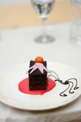 Chocolate cake with strawberry