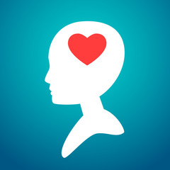 Love in Head on Cyan Background