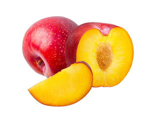 Plum isolated on white background with clipping path