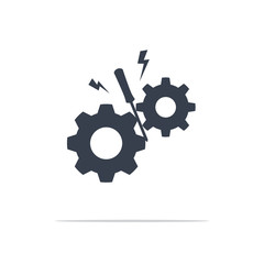 the icon of gear stuck. Isolated Vector Icon