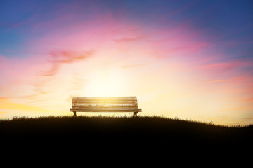 bench at sunset