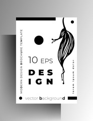 Monochrome design template for poster, cover, brochure, book. Graphic elements are drawn by hand. A4 format. Vector 10 EPS.