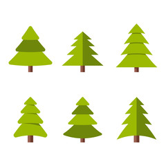 Collection of Christmas trees, modern flat design. 
