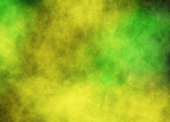 Green and yellow nebula on black background