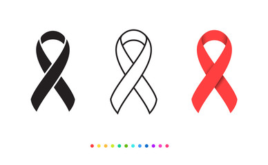 Breast cancer awareness. Three kinds of Ribbon style.