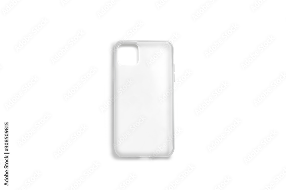 Wall mural blank transparent phone case mock up, top view