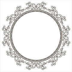 Isolated beautiful patterned frame.Ornament pattern.Can be used for designer wallpapers, for textile, packaging, printing or any desired idea.Circle ornament