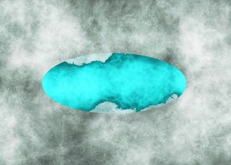 Blue oval on white nebula background