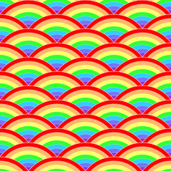 Colored waves like a rainbow. Seven colors. Seamless pattern . Color vector illustration.