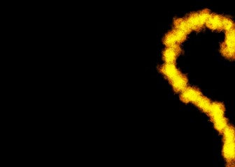Left side of the hearth from flames on black background