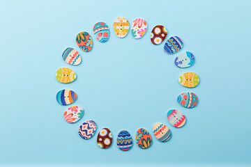 Easter background with painted eggs