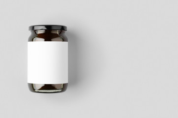 Honey jar mockup with blank label and copyspace.