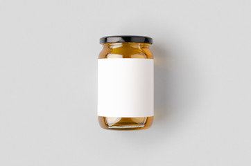 Honey jar mockup with blank label.