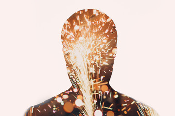 Man with sparks in head