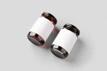 Honey jars mockup with blank label. Two different colors.