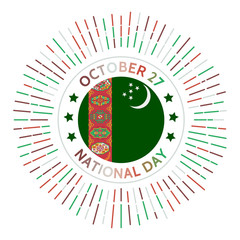 Turkmenistan national day badge. Declaration of independence from the Soviet Union in 1991. Celebrated on October 27.