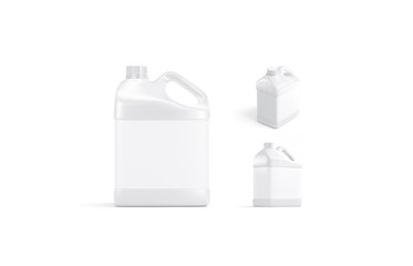 Blank white plastic canister mock up, isolated, different view - obrazy, fototapety, plakaty