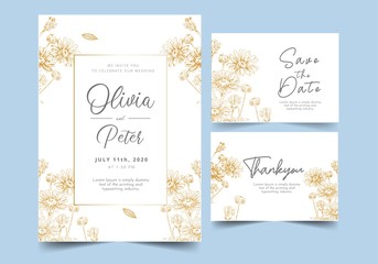 Wedding Invitation, floral invite thank you, rsvp modern card Design.	