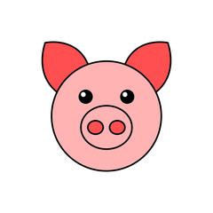 Face of pig. Flat icon. Vector illustration.