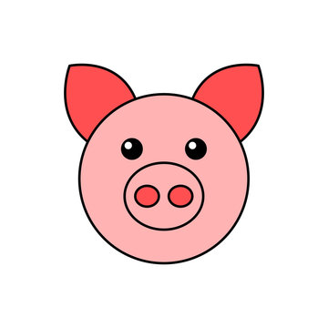 Face of pig. Flat icon. Vector illustration.