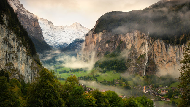 Lauterbrunnen Valley and Staubbach Fall, Switzerland