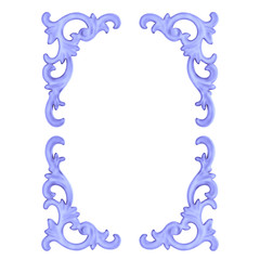 Purple frame with patterns on an isolated background. 3d rendering