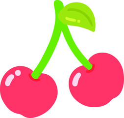 Flat colored red cherries