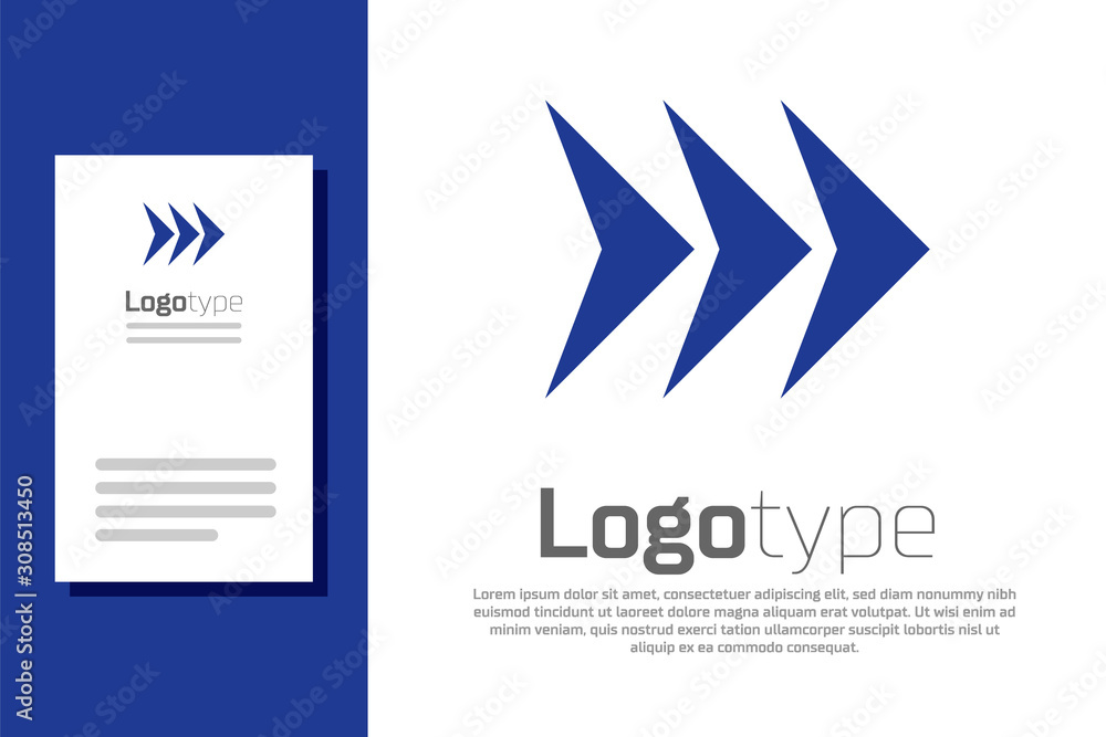 Poster blue arrow icon isolated on white background. direction arrowhead symbol. navigation pointer sign. l