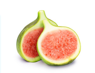 halves of green figs isolate on white