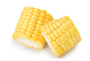 parts of corn with highlights isolate on white, with clipping path