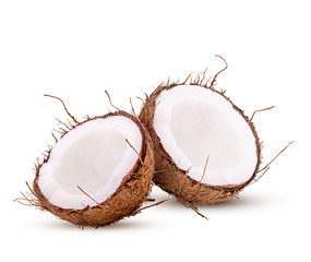 Two coconuts cut in half
