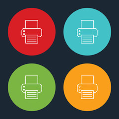 Very Useful Printer Line Icon On Four Color Round Options.