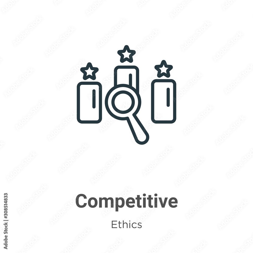 Poster competitive outline vector icon. thin line black competitive icon, flat vector simple element illust