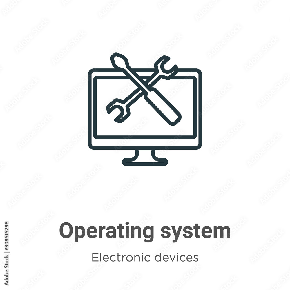 Poster operating system outline vector icon. thin line black operating system icon, flat vector simple elem