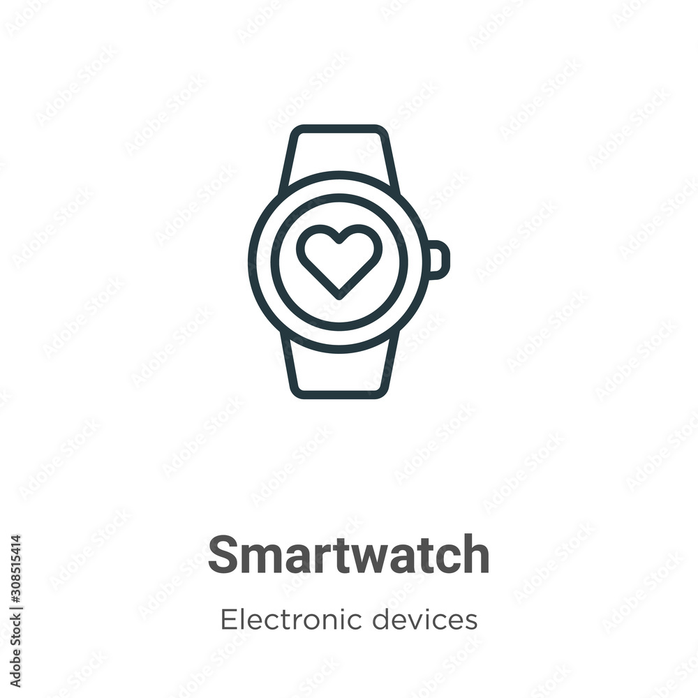 Poster smartwatch outline vector icon. thin line black smartwatch icon, flat vector simple element illustra