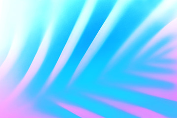 Blue tropical palm leaf shadow in trendy duotone pink neon background.