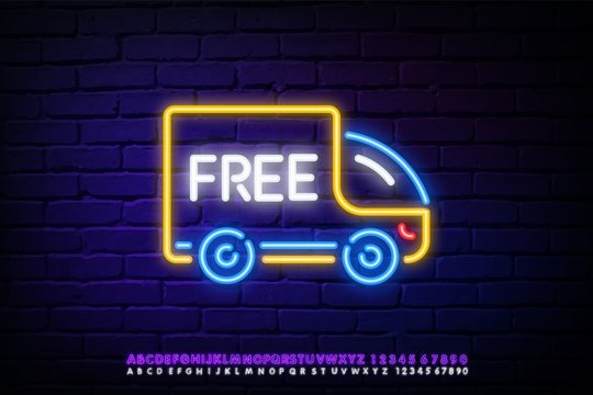 neon line Free delivery service icon. free car neon icon. Elements of cyber monday set. Simple icon for websites, web design, mobile app, info graphics