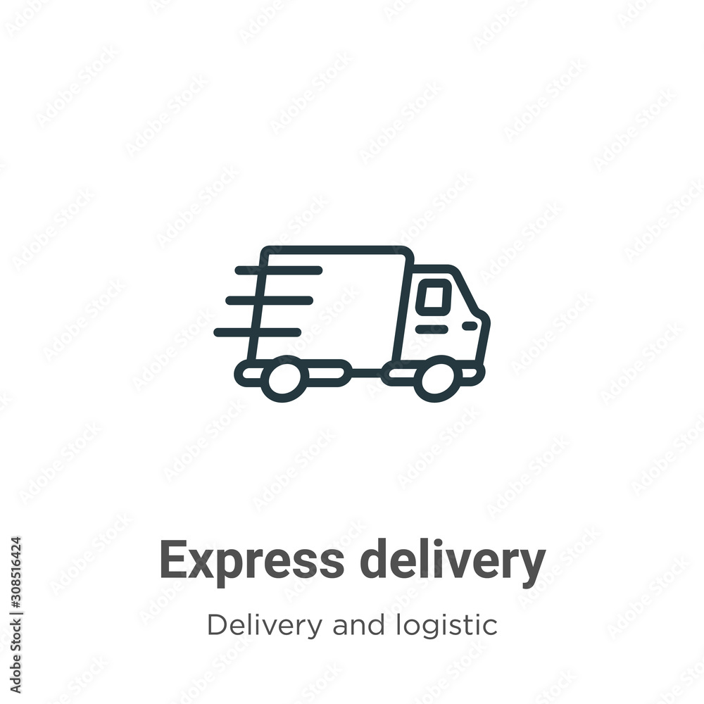 Poster express delivery outline vector icon. thin line black express delivery icon, flat vector simple elem