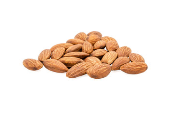 Almond nuts isolated with white background.