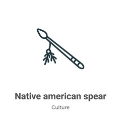 Native american spear outline vector icon. Thin line black native american spear icon, flat vector simple element illustration from editable culture concept isolated on white background