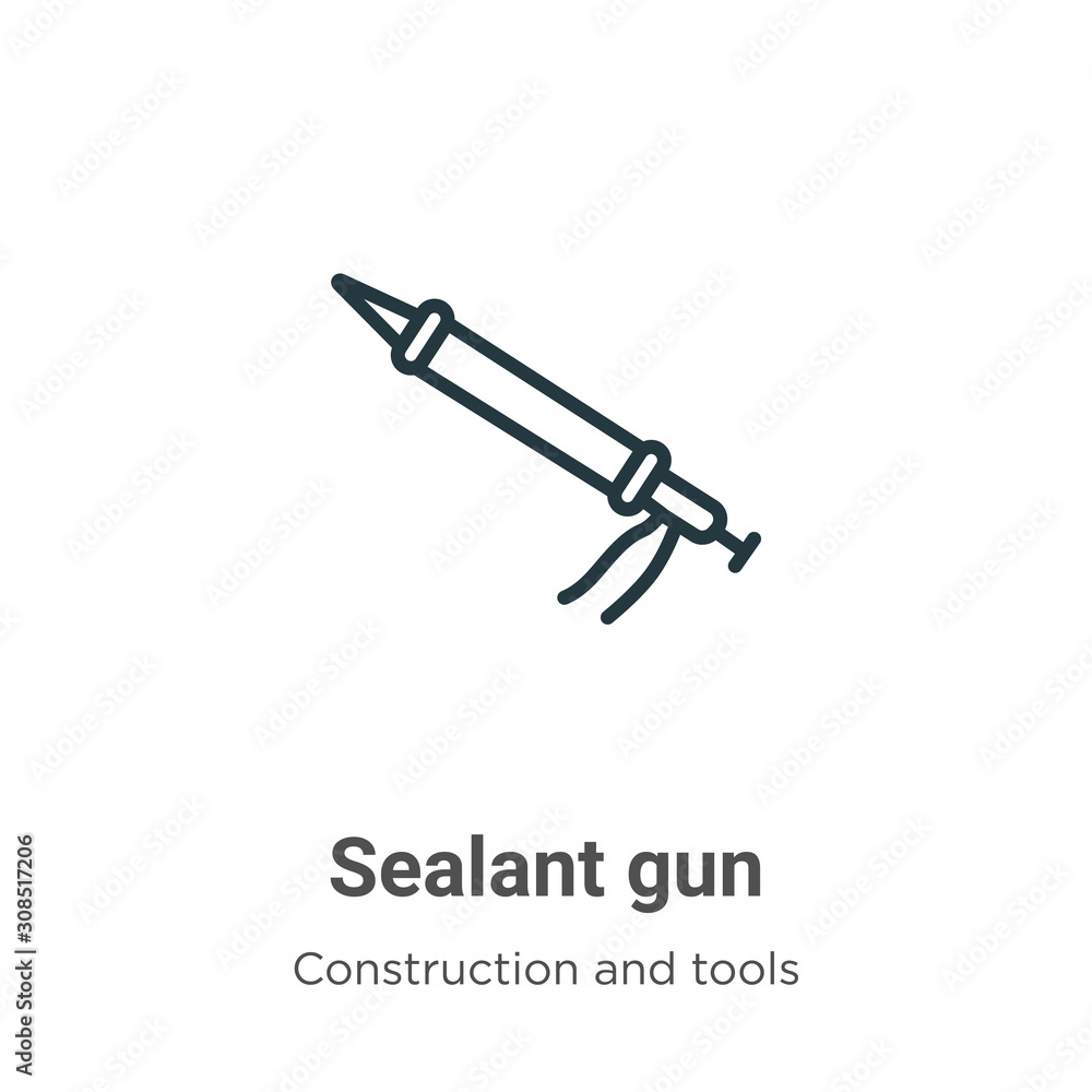 Poster sealant gun outline vector icon. thin line black sealant gun icon, flat vector simple element illust