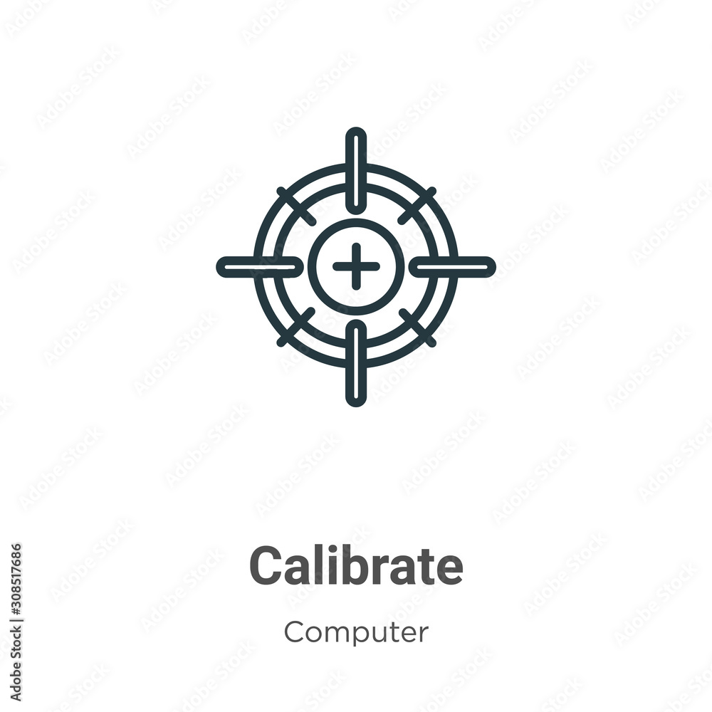 Poster calibrate outline vector icon. thin line black calibrate icon, flat vector simple element illustrati