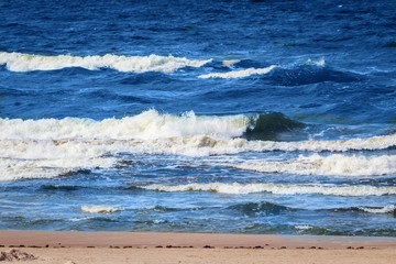 Marine background. View on the waves. Baltic sea Europe,